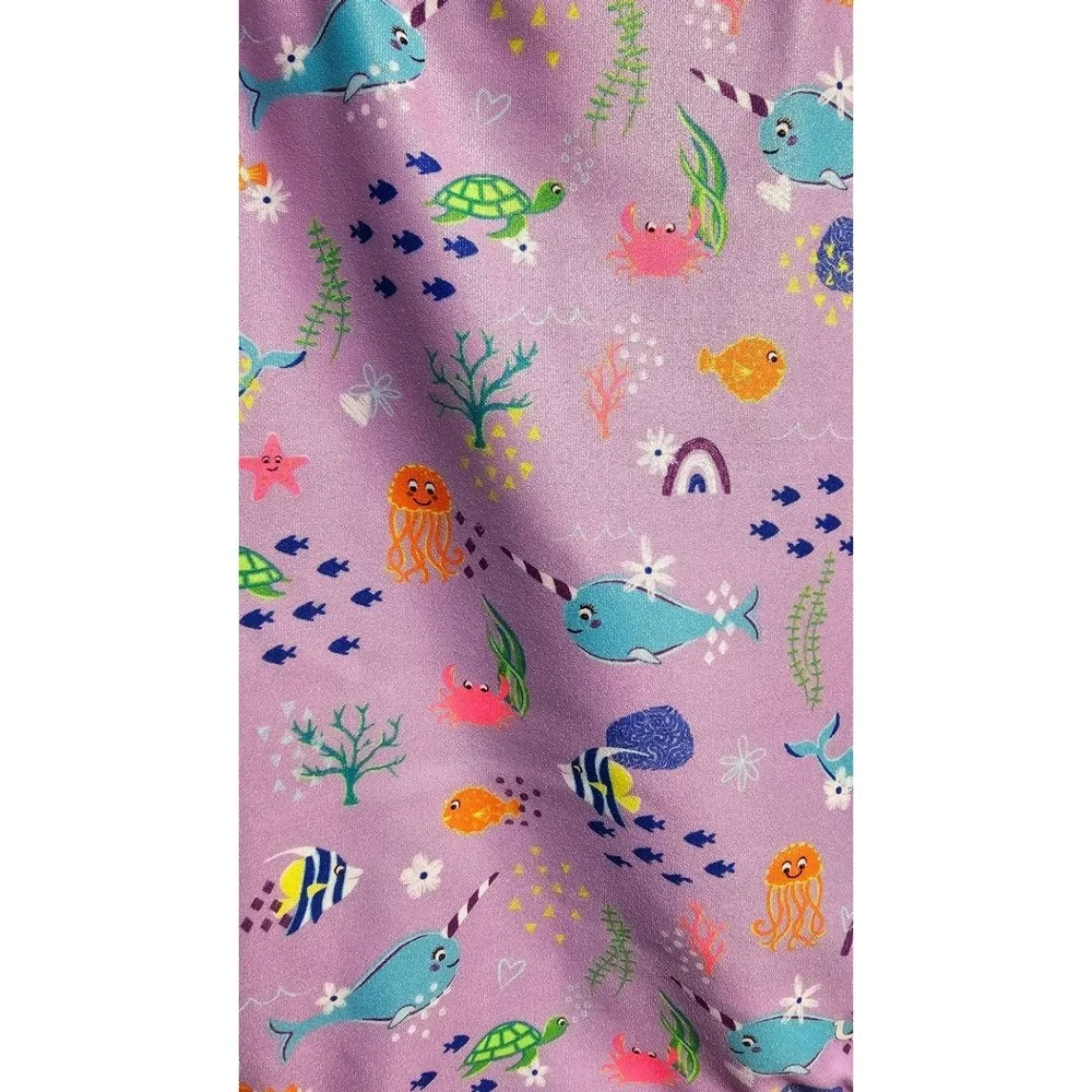 DOLFIN Girls One-Piece Swimsuit Size 10 Purple Marine‎ Life Chlorine Resistant